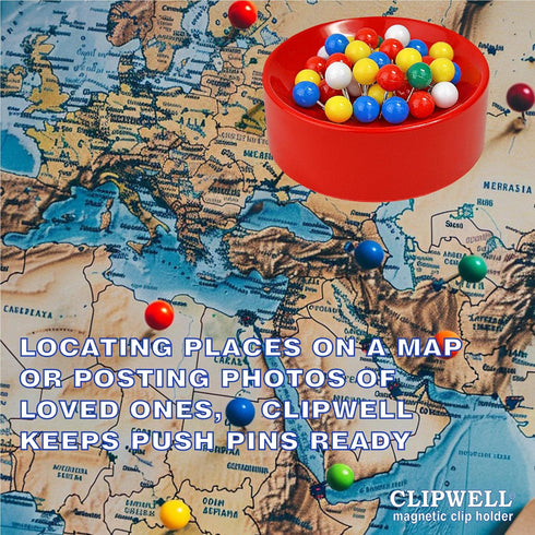 Clipwell Magnetic Paper Clip Holder - Easy Toss & Pick-Up - Holds Various Metal Parts - Powerful Sweep-Up Magnet