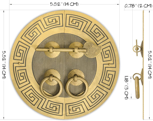 Hardware Philosophy Tibetan Brass Cabinet Face Plate Set, 5.5 Inches - Architectural, Interior Design Hardware