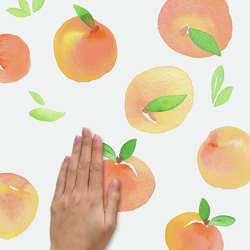 RoomMates RMK4583SCS (Pack 4) Sweet Peaches Peel and Stick Wall Decals, Peach, Orange, Yellow, Green