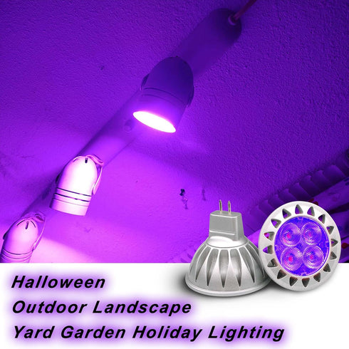 ALIDE 6 Pack Purple MR16 GU5.3 LED Bulbs, 5W, 20W 35W 50W Halogen Equivalent, 12V Low Voltage for Halloween