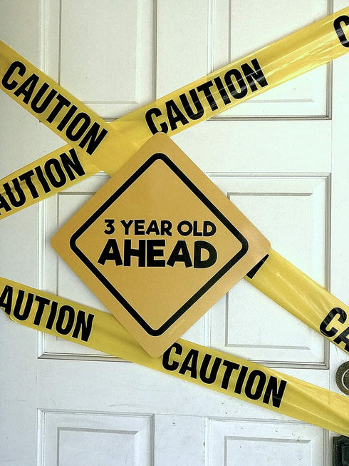 Jayd Products 3 Year Old Birthday Caution Signs, 16.5" Across, Construction Party Signs (3ct)