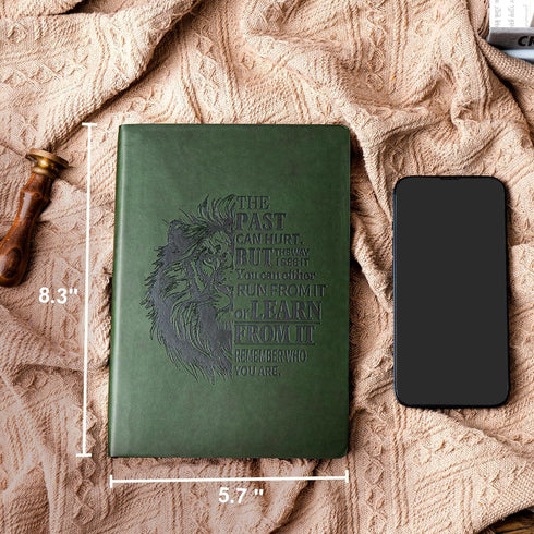 MINICAGIE Leather Journal for Men, Soft Cover, 256 Pages Lined Notebook for Writing, A5 Lion Journaling Notebooks,