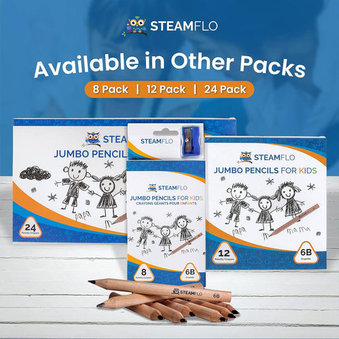 Learning Pencils For Toddlers 2-4 Years - Kids Pencils for Beginners, Jumbo Triangle Shape with Soft Graphite (8pk +