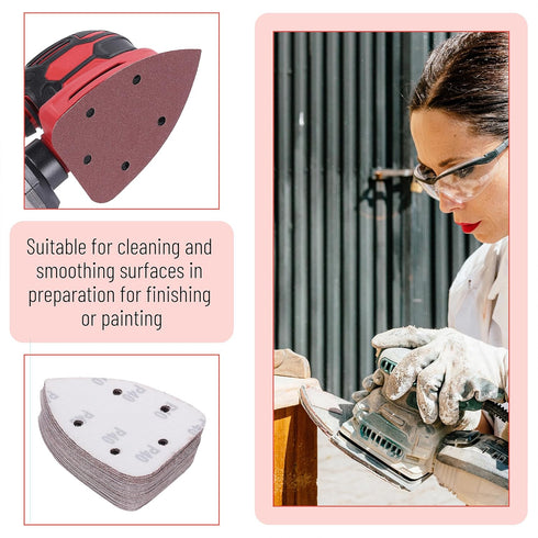 Bates Mouse Detail Sander Sandpaper, 100 pcs Assortment, 40/80/120/180/240 Grits, Red Sanding Pads