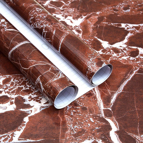 Marble Countertop Contact Paper Peel and Stick Countertops for Ktichen, Easy to Install Waterproof Vinyl Marble Wallpaper, Dark Red Contact Paper for Countertops Furniture Cabinets 15.7"x80" by burgeliy