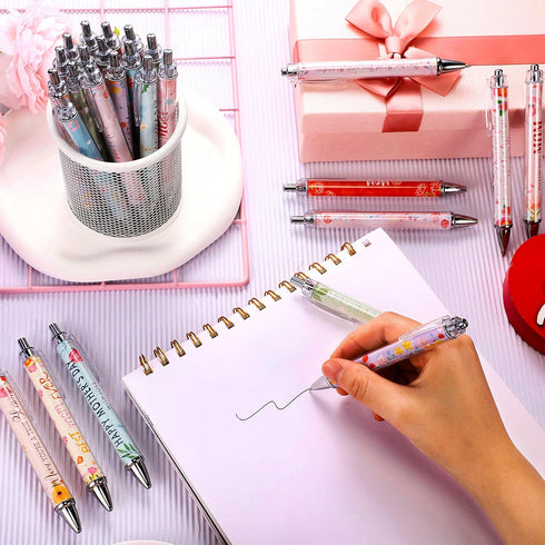 Skyygemm 100 1 mm Pcs Mothers Day Gifts Bulk Happy Mother's Day Ballpoint Pens Retractable Best Mom Ever Black Ink