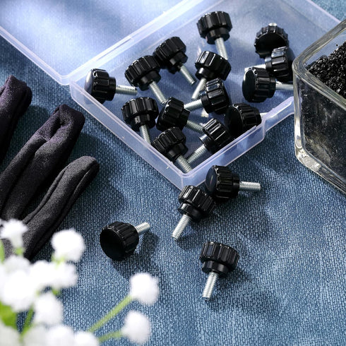 Hotop Black(30 Pieces,M4 10 mm) Threaded Knurled Thumbscrew Monitor Mount Screws on Knobs Monitor Screws Carbon Steel