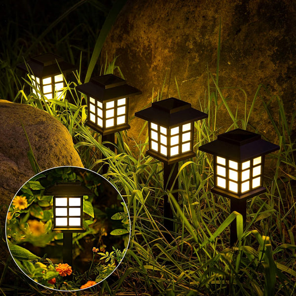 GIGALUMI Solar Outdoor Lights, 8 Pack LED Waterproof Solar Lights, Maintain 10 Hours of Lighting for Garden, Landscape,