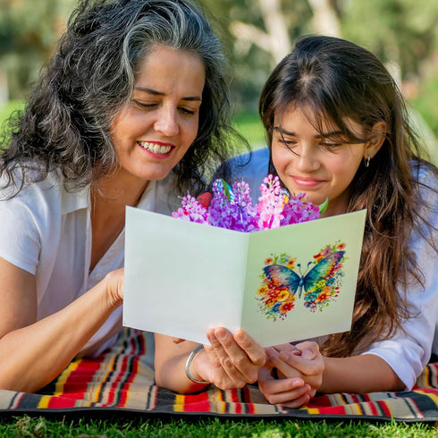 Pop-Up Flower Greeting Card with Butterfly - Perfect for Any Occasion