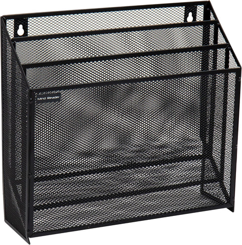Mind Reader Vertical File Storage, Desktop Organizer Wall Mount, Metal Mesh for Office