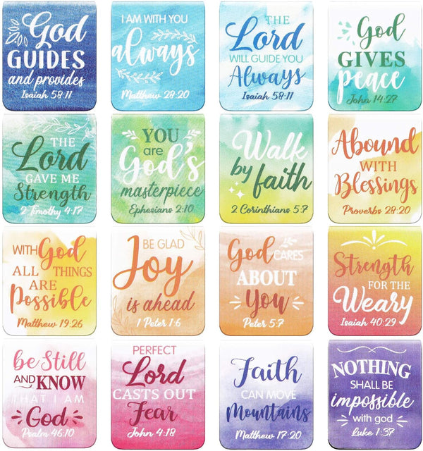 Dianelhall 96 Pieces Bible Verse Magnetic Bookmarks - 16 Styles Christian Magnet Book Markers for School & Office