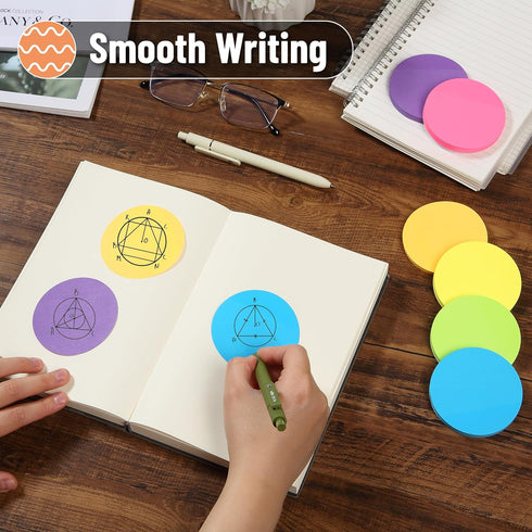 Mr. Pen Round Sticky Notes | 12 Pads | 720 Sheets | 2.8" x 2.8" | Colorful Bulk