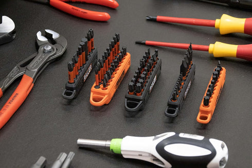 Screwdriver Bit Holder Storage Organizer, Railer 10-Hole Black and Orange Bit Holder with Carabiner, 2 Pack