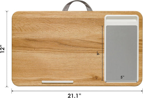 LAPGEAR Home Office Lap Desk with Device Ledge, Mouse Pad, and Phone Holder - Oak Woodgrain, Fits up to 15.6 Inch