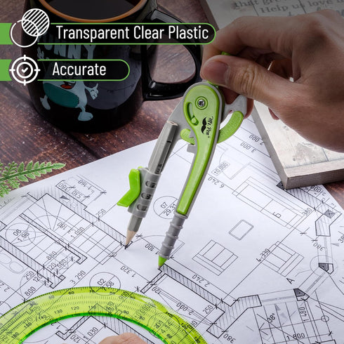 Mr. Pen Compass and Protractor Set - Geometry Kit for Math, School Supplies with Compass and Protractor