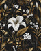 Laatse Black White Floral Wallpaper Peel and Stick, Dark Gold Vintage Contact