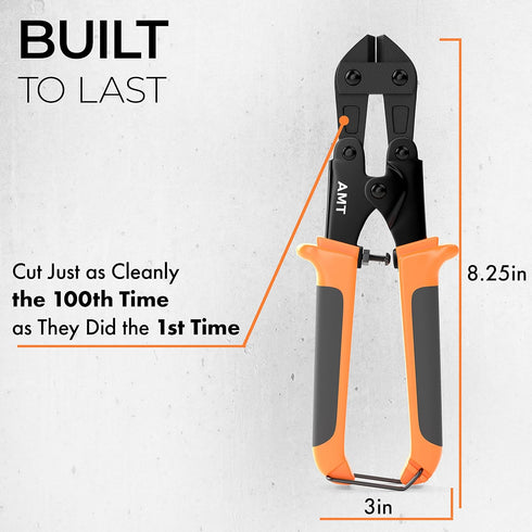 AMERICAN MUTT TOOLS Mini Bolt Cutter, 8 Inch Heavy Duty Wire Cutters for Fence and Steel Wire