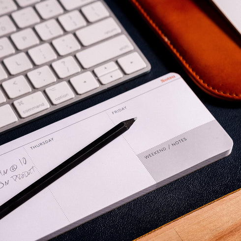Notsu Weekly Keyboard Planner Notepad | Minimalist Undated Mini Desk Calendar Pad | Premium Thick Paper 120 gsm