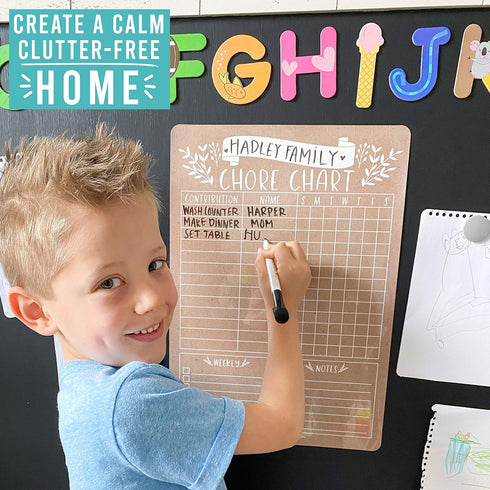 Hadley Designs Magnetic Chore Chart for Kids & Families – Reusable Dry Erase Responsibility Board, 12x17