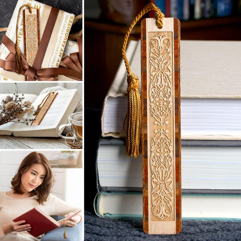 Handmade Engraved Wooden Bookmark with Tassel - Personalization Available - Made in The USA