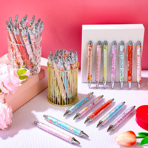 Skyygemm 100 1 mm Pcs Mothers Day Gifts Bulk Happy Mother's Day Ballpoint Pens Retractable Best Mom Ever Black Ink
