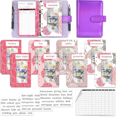 Budget Binder Kit | 8 Premium Cardstock Binder Envelopes | Purple Iridescent - Dahlia
