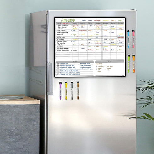 JJPRO Magnetic Dry Erase Chore Chart for Kids and Adults - Large Whiteboard 16"x19" for Calendar & Meal Notes