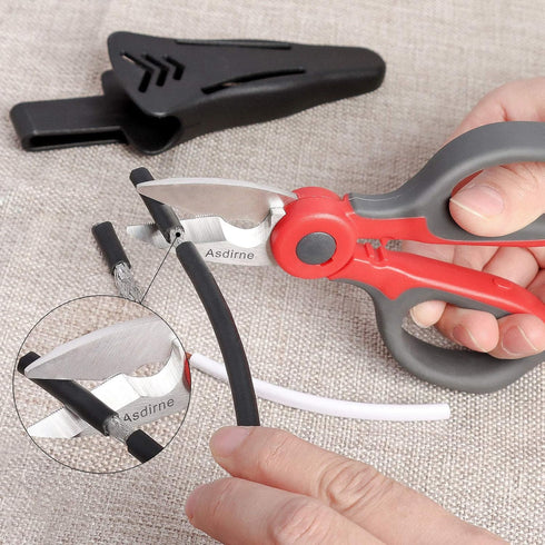 2 Pack Electrician Scissors, Heavy Duty Stainless Steel Blades with Soft Rubber Grip, 6.1 Inch (Gray/Red)