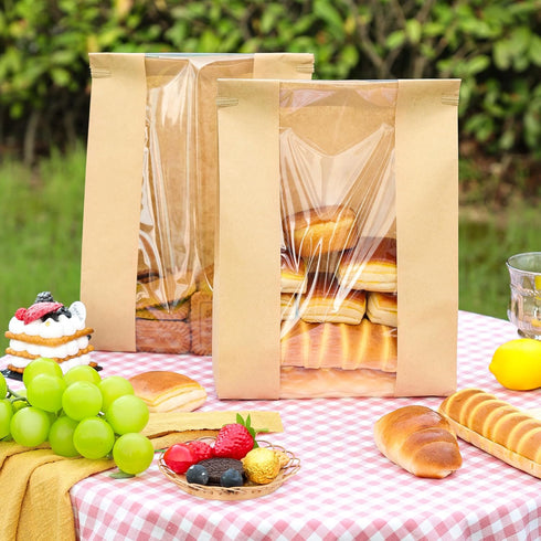 25 Pack Packaging Gifting(8.27x13.6x3.54In) NPLUX Sourdough Bread Bags for Homemade Bread with Tin Tie Tab Lock Bakery