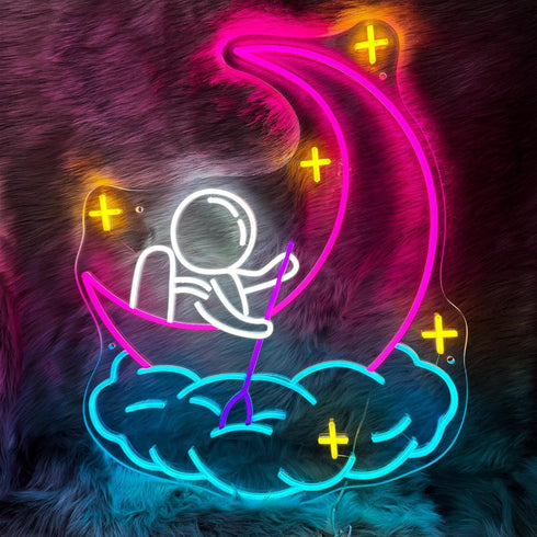 Astronaut Neon Sign for Kids Room 15.7513.6, LED Space Neon Light with