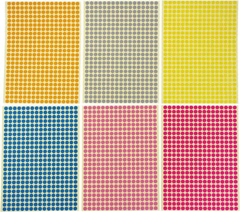 LJY 6mm Round Dot Stickers, 12 Assorted Colors, 36 Sheets with 14688 Dots Total