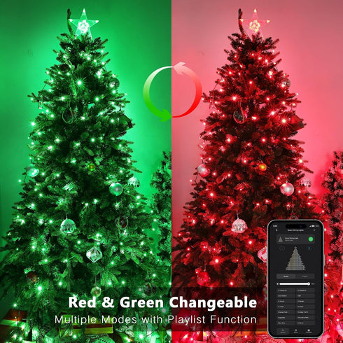 66FT 200 Dimmable Brizled Smart Red Valentine String Lights/Green St. Patrick's Day Lights, LED Color Changing