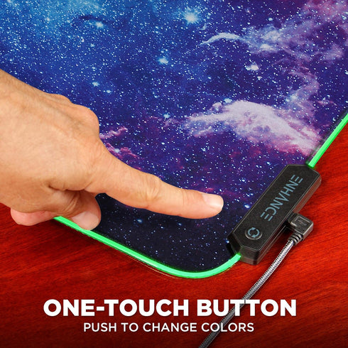 ENHANCE Small Mouse Pad with LED Lighting (13.3 X 10.8 inches) - Gaming Mouse Pad Desk Mat with 7 Color Options, 3 Lighting Effects, Smart Control Button, Non-Slip Rubber Grip - Galaxy by ENHANCE