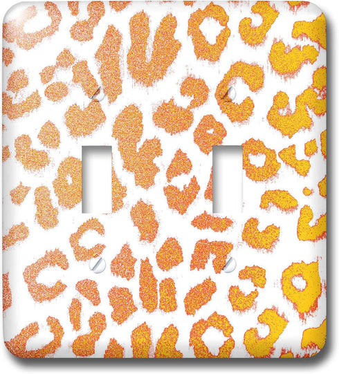 3dRose Orange and Yellow Leopard Print - Double Toggle Switch Cover