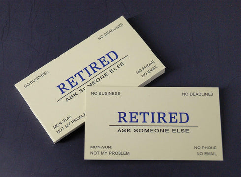 RXBC2011 Funny Retirement Gift Business Cards (Pack of 50) with Gold Stainless Steel Case for Retired Men Women