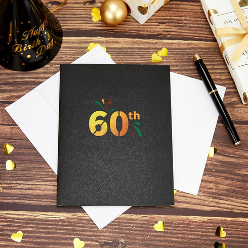 HOMANGA 60th Birthday Pop Up Card, 3D Greeting Card with Note and Envelope, Gifts for Husband, Wife, Men, Women