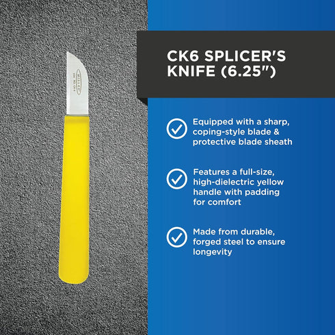 Miller CK6 Series Splice Knife, Heavy-Duty Electrician Knife with Sheath Holder, 6.25 Inches