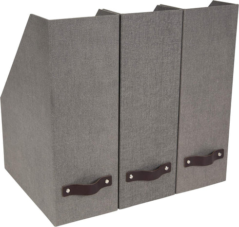Bigso Box of Sweden Estelle Canvas Fiberboard Magazine Storage Box, Gray, 12.6" x 4.5" x 9.8"