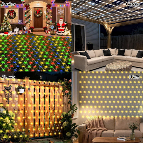 8ft 8ft 180LED 8 Lovelite x Net Lights, Gazebo Lights Outdoor Modes Timer, Waterproof Connectable Christmas String