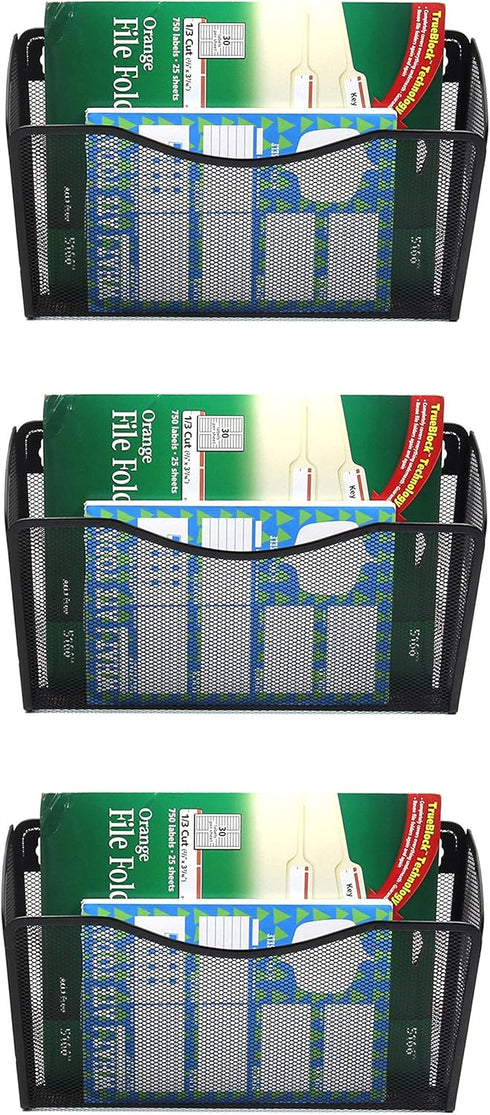 EASEPRES Mesh 3 Pockets Vertical Hanging File Organizer Wall File Holder Rack