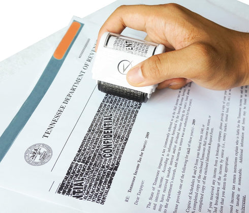 6 Vantamo Identity Theft Protection Roller Stamp for Hiding Sensitive Information, Wide Confidential Stamp with Ink