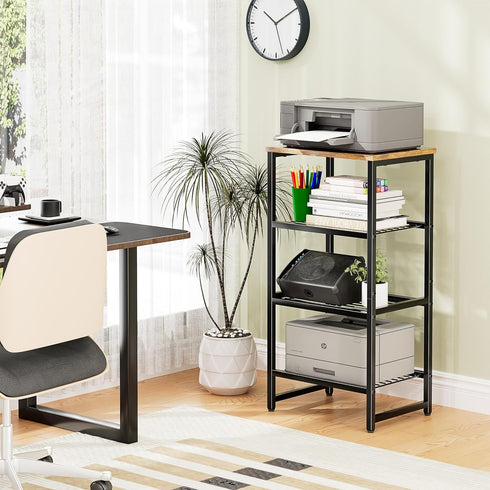 Printer Stand Holder 4 Tier - Heavy Duty Metal Shelving Unit for Office Organizer, Industrial Printer Side Table with