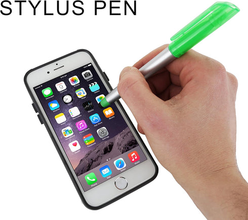 Stylus Ballpoint Pen with Highlighter Tips - 3-in-1 Stylus for Touchscreens, Pack of 10