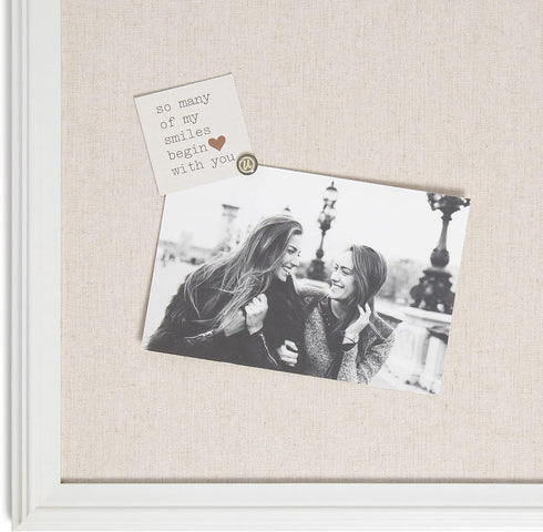 U Brands Farmhouse Linen Bulletin Board - White Frame Office Supplies, Natural, 20” x 30”