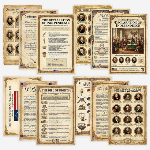 JELLY BEAN GENIUS US Founding Documents Poster Set (12 Pack) - Constitution,