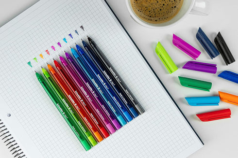 Schneider Vizz M (Medium) Ballpoint Pen, 1.0 mm, Transparent Barrel, Assorted Ink Colors, Pack of 10 Pens