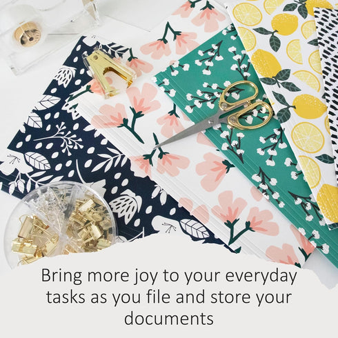 Decorative File Folders Set of 12, 3 Tab Cute Letter Size Folders, Boho Manila Home Office Supplies