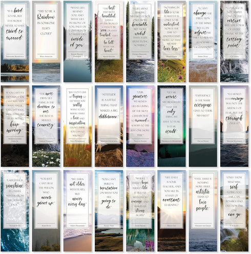 Inspirational Nature Bookmarks with Quotes - Pack of 48 for Book Lovers