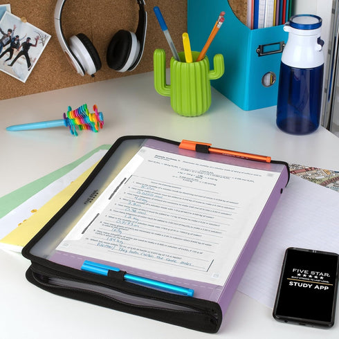 Five Star 7 Pocket Expanding File Organizer | Plastic Expandable File Folders with Customizable Tabs