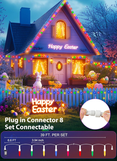 39 100 8 Pink + Multicolor Mini String Lights, Feet LED Pastel Mini Lights with Lighting Modes, Connectable Twinkly